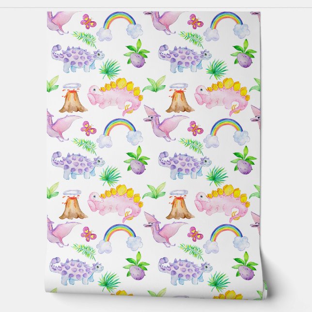Baby Nursery Dinosaur Seamless Pattern  Wallpaper (Unrolling)