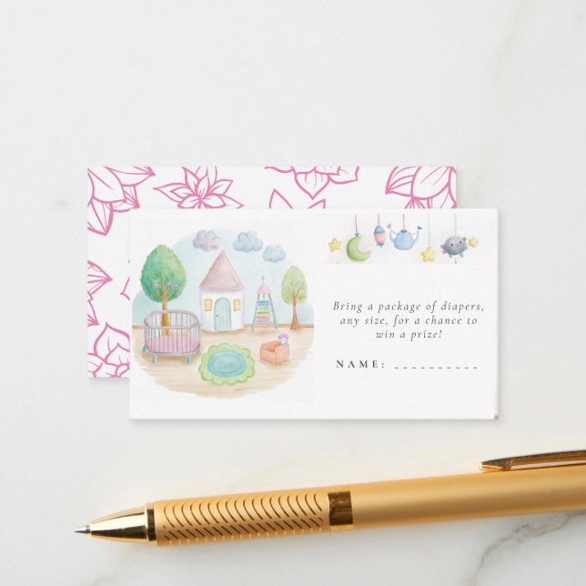 Baby Nursery Essential Cute Pastel Baby Shower Enclosure Card (Front/Back In Situ)