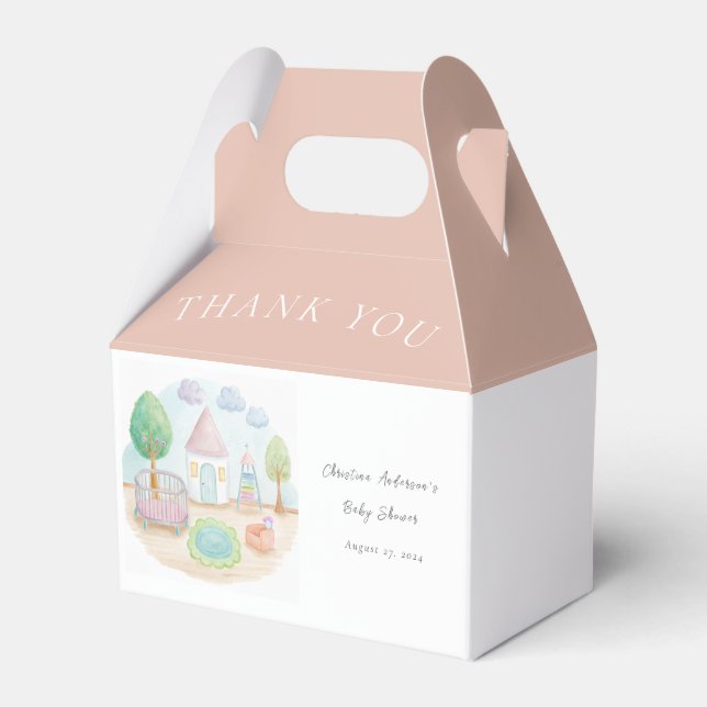 Baby Nursery Essential Cute Pastel Baby Shower Favour Box (Front Side)