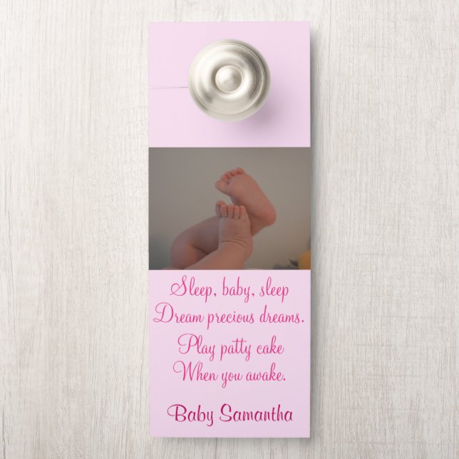 Baby Nursery Photo Pink Door Hangers (On Knob)