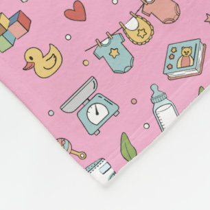 Baby Nursery Teddy Bear Duck Seamless Pattern Baby Fleece Blanket