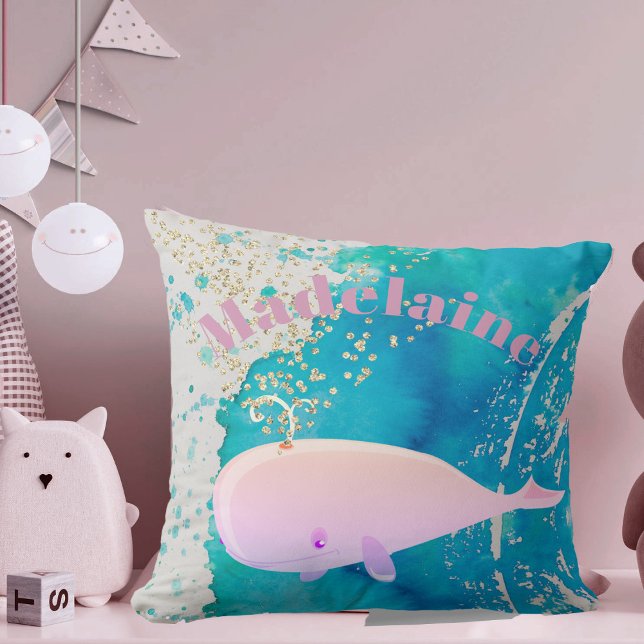 Baby Nursery Whale Sparkle Blue Pink Personal Cushion (Creator Uploaded)
