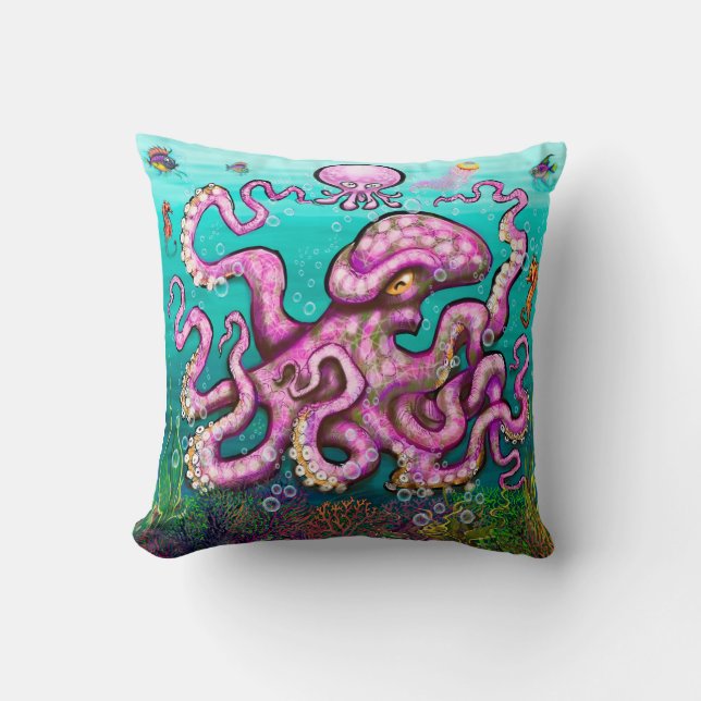 Baby Octopus Throw Pillow (Front)