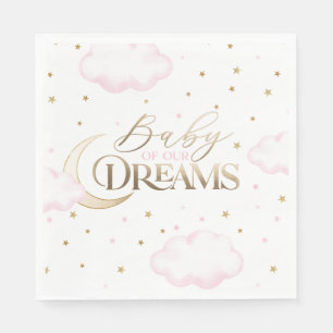 Baby of our Dreams Moon and Stars Pink Baby Shower Napkin