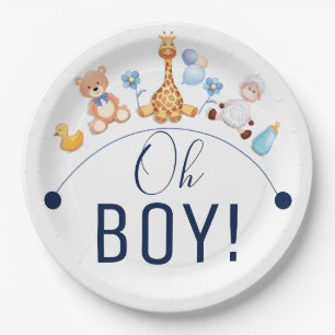 Baby Oh boy cartoon animals design Paper Plate
