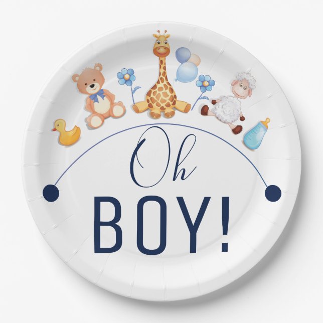 Baby Oh boy cartoon animals design Paper Plate (Front)