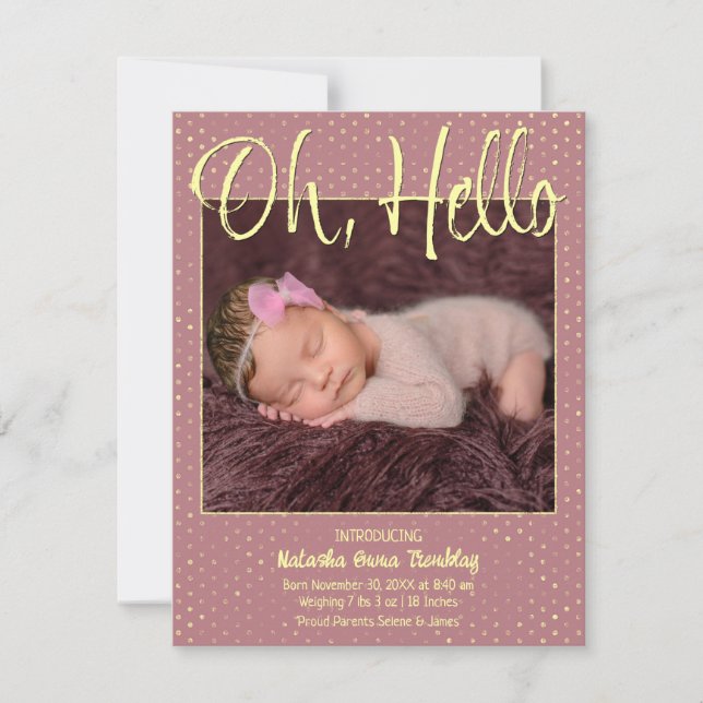 Baby Oh, Hello Flat Announcement Card (Front)
