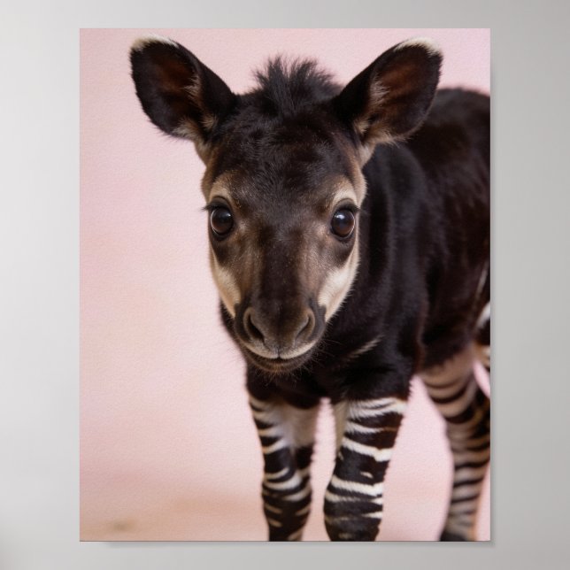 Baby Okapi Portrait Exotic Nursery Art Poster (Front)