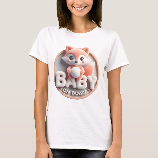 Baby on Board Announcement - Fox-Themed  T-Shirt (Front)