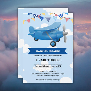 Baby on Board! Aviation Aeroplane Baby Shower Invitation