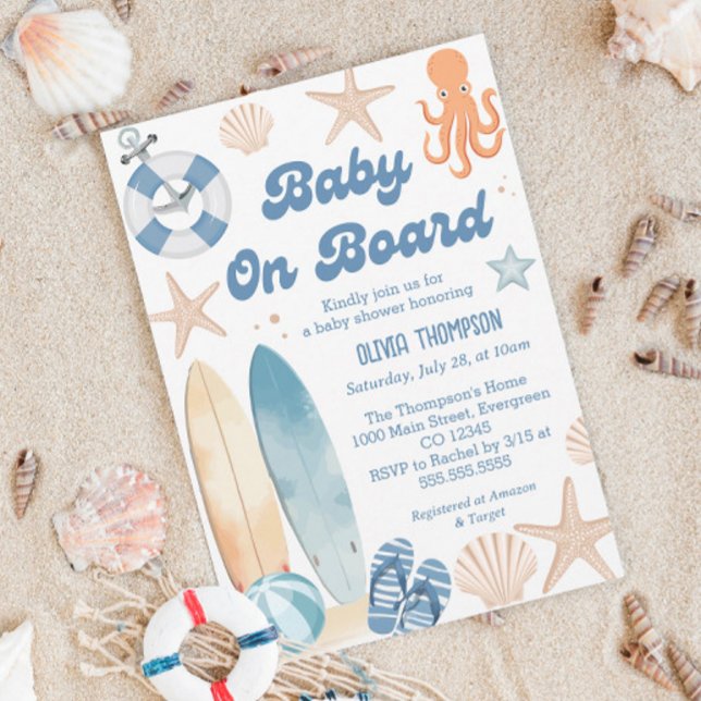 Baby On Board Baby Shower Beach  Invitation (Creator Uploaded)