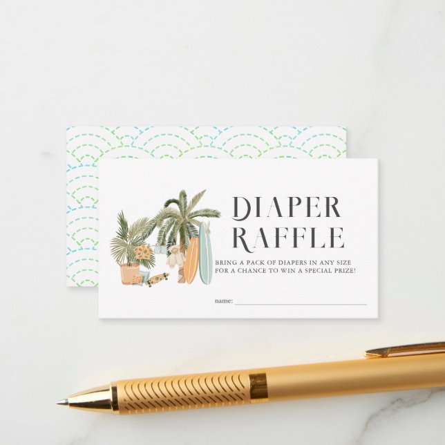 Baby on Board Baby Shower Diaper Raffle Ticket Enclosure Card (Front/Back In Situ)