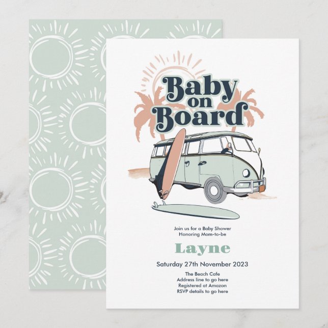 Baby on Board Baby Shower Invitation (Front/Back)