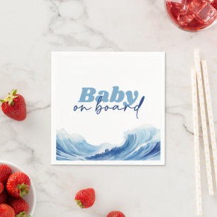 Baby On Board Baby Shower Napkin, Surf Baby Shower Napkin
