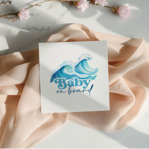 Baby On Board Baby Shower Napkin, Surf Baby Shower Napkin