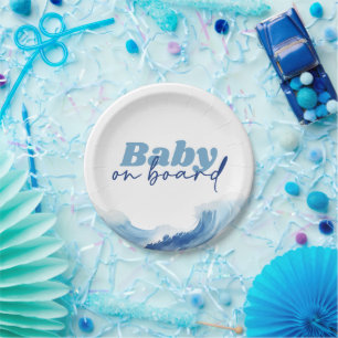 Baby On Board Baby Shower Plates, Surf Baby Shower Paper Plate
