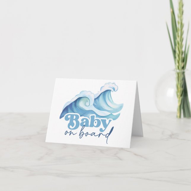 Baby on Board Baby Shower, Surf Baby Thank You Card (Front)
