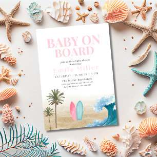 Baby On Board Baby Shower, Surf Beach Baby Shower Invitation