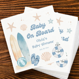 Baby on Board Baby Shower Surfboard Beach Napkin
