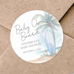 Baby On Board Beach Baby Shower Classic Round Sticker
