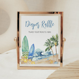 Baby on Board Beach Baby Shower Diaper Raffle Poster