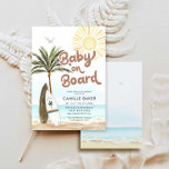 Baby on Board Beach Baby Shower Invitation<br><div class="desc">Baby on Board Boho beach-style invitation will set the tone for a fun and relaxed baby shower. The invitation includes a playful surfing theme,  perfect for an oceanside celebration. Most lettering is editable - click the "Customise Further" button to edit. Matching items in our store Cava Party Design</div>