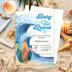 Baby On Board Beach Baby Shower Invitation