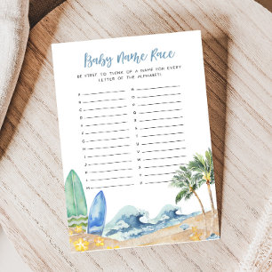 Baby on Board Beach Baby Shower Name Race Game