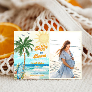 Baby on Board Beach Baby Shower Photo Invitation