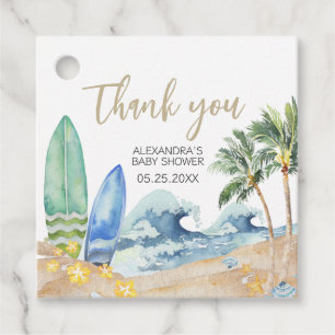Baby on Board Beach Baby Shower Square Favour Tags