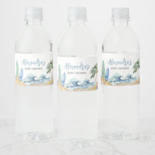 Baby on Board Beach Baby Shower Water Bottle Label