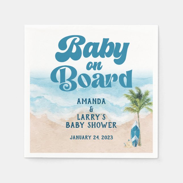Baby on Board Beach Boy Baby Shower Napkin (Front)