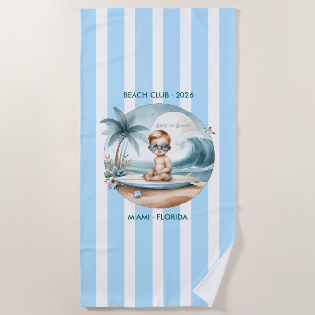 Baby on Board Beach Club Baby Shower Towel (Front)