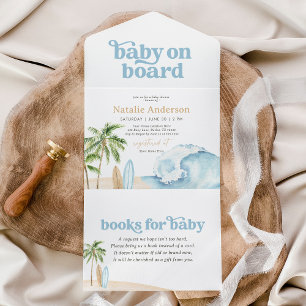 Baby on Board Beach Surf Baby Shower All In One Invitation