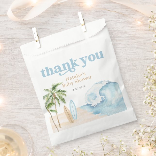 Baby on Board Beach Surf Baby Shower Favour Bags (Clipped)