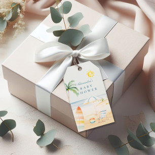Baby on Board Beach Surf Baby Shower Gift Tags