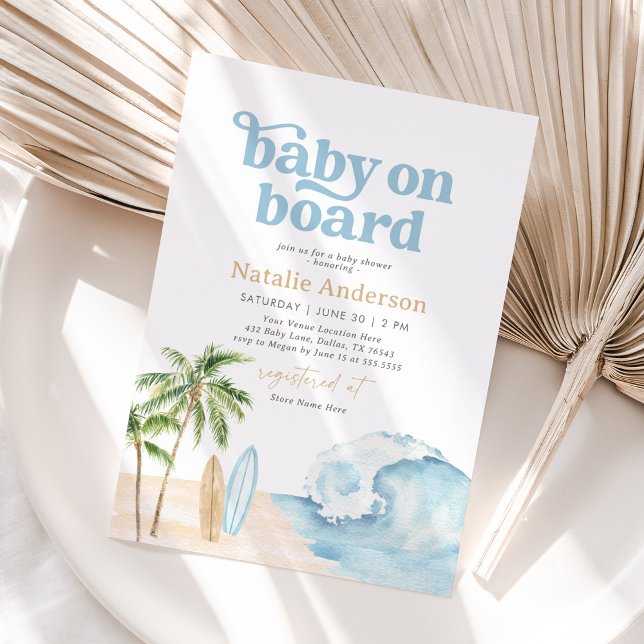 Baby on Board Beach Surf Baby Shower Invitation (Creator Uploaded)