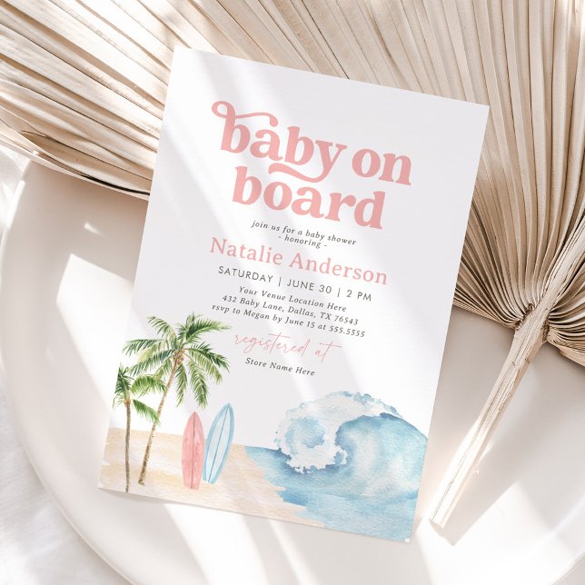 Baby on Board Beach Surf Baby Shower Invitation (Creator Uploaded)