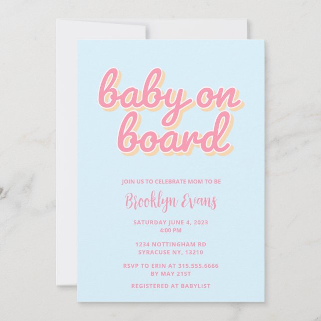 Baby on Board Beach Surf Baby Shower Invitation  (Front)
