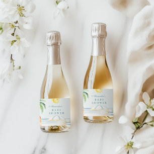 Baby on Board Beach Surf Baby Shower Sparkling Wine Label