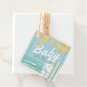 Baby on Board Beach Surf Boy Baby Shower Favour Tags