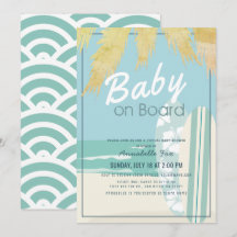 Baby on Board Beach Surf Boy Virtual Baby Shower