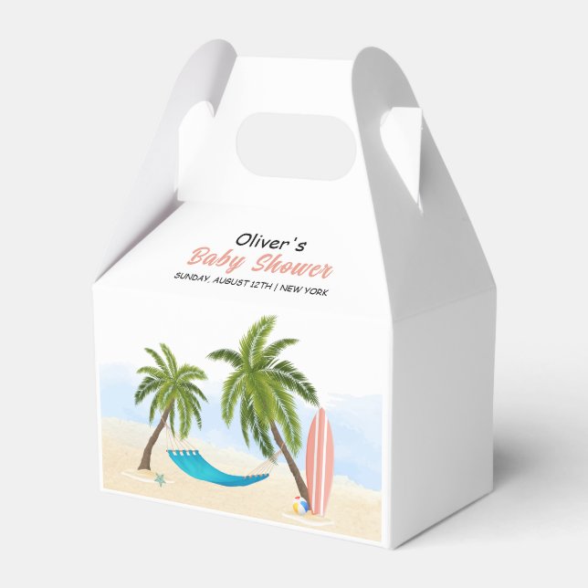 Baby On Board Beach Surfing Baby Shower  Favour Box (Front Side)