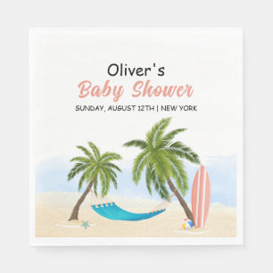 Baby On Board Beach Surfing Baby Shower  Napkin