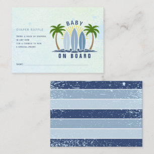 Baby on board blue baby boy shower diaper raffle enclosure card