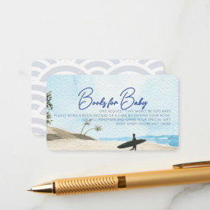 Baby on Board Blue Baby Shower Book Request Enclosure Card