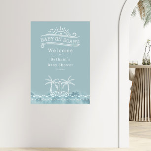 Baby On Board Blue Surf Baby Shower Welcome Poster
