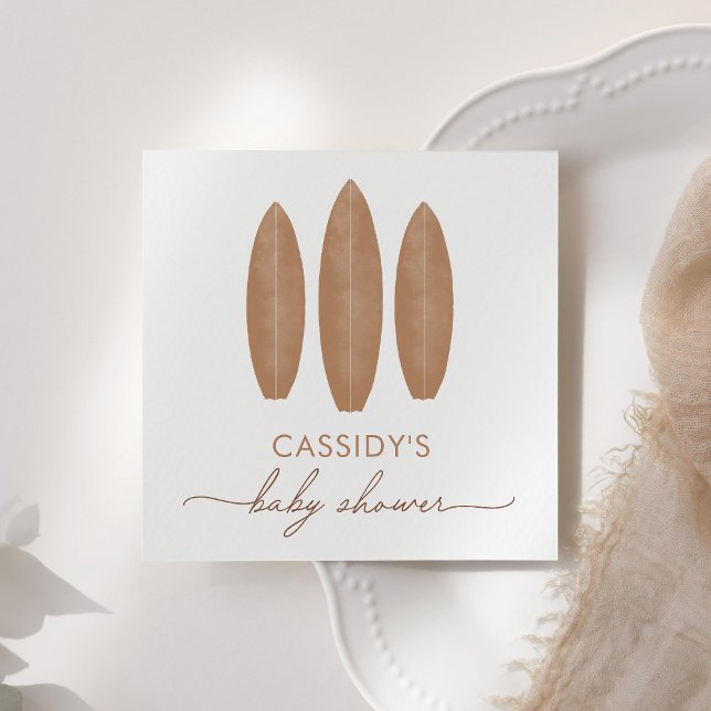 Baby on Board Boho Surfboard Baby Shower Napkin (Creator Uploaded)