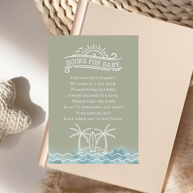 Baby On Board Book Request Green Baby Shower Invitation (Creator Uploaded)