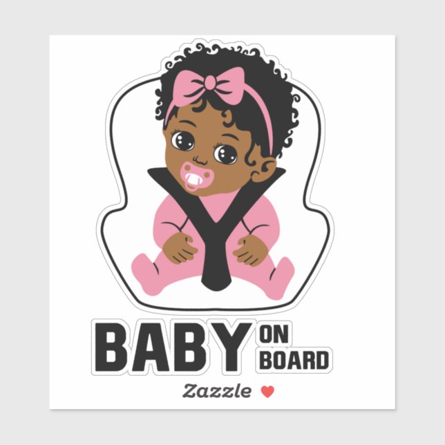 Baby On Board Car Seat African American Girl (Sheet)